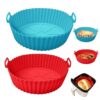 Air Fryer Silicone Liners Pot, 2 Pack, Non-Stick, Reusable Baking Accessories (Red+Blue)
