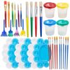 Painting Tool Kit for Kids, 34Pcs - Paint Cups, Palette Tray, Paint Pen Brushes Set - Art Supplies for School, Art Party - Includes Lids, Multi Sizes