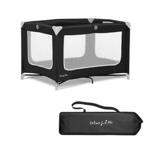 Zodiak Portable Playard in Black, Lightweight, Packable and Easy Setup Baby Playard, Breathable Mesh Sides and Soft Fabric - Comes with a Removable Padded Mat