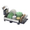 SONGMICS Stainless Steel Dish Drying Rack with Rotatable Spout and Drainboard, 12.5 x 22.5 in, Silver/Gray