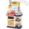 Kids Kitchen Playset with Real Sounds & Lights, Pretend Play Food Toys, Blue