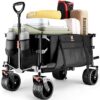 Collapsible Beach Wagon Cart with Big Wheels and Brakes for Camping and Garden
