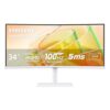 SAMSUNG 34” ViewFinity S65TC Series Ultra-WQHD 1000R Curved Computer Monitor, HDR10, 100Hz, AMD FreeSync, Thunderbolt 4, Height Adjustable Stand, Built-in Speakers, Eye Care, LS34C650TANXGO, 2024