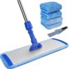 Microfiber Flat Mop for Hardwood and Laminate Floors with Extendable Handle and 4 Reusable Pads, Blue