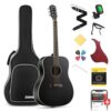 Donner 41'' Acoustic Guitar Beginner Kit with Online Lesson - Black