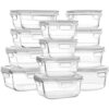 Glass Food Storage Containers Set, Airtight Bento Boxes, BPA Free, 12-Piece - White
