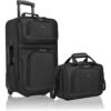 U.S. Traveler Rio Rugged Fabric Carry-on Luggage Set, Black, 2 Wheels, Set of 2