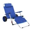 Mac Sports Beach Day Foldable Chaise Lounge Chair with Integrated Wagon Cart