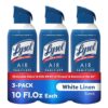 Lysol Air Sanitizer Spray, For Air Sanitization and Odor Elimination, White Linen Scent, 10 Fl. Oz (Pack of 3)