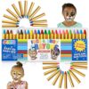 Face Paint Crayons - 24 Colors, Safe & Non-Toxic, Large Size - Ultimate Party Pack with Metallic Colors