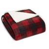 Eddie Bauer Twin Reversible Sherpa Fleece Blanket - Red Buffalo Plaid (Twin)