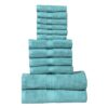 HILLFAIR 12-Piece 600 GSM Cotton Towel Set - Aqua