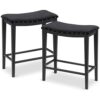 Black Bar Stools Set of 2 Counter Height 24 Inches Backless for Kitchen Counter