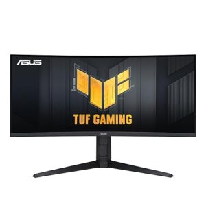 ASUS TUF 34 Inch Curved Gaming Monitor - WQHD (3440x1440), 165Hz, 1ms, Extreme Low Motion Blur, FreeSync Premium, Eye Care, Height Adjustable, DisplayHDR 400, DisplayPort, HDMI, USB - VG34VQL1B