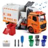 Garbage Truck Toy with Light and Sound, 4 Trash Cans - Gifts for Kids 3-8 Years Old