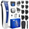 GLAKER Cordless Hair Clippers for Men - 2 in 1 Trimmer with 10 Guards, 2 Blades, Turbo Motor, Beard Grooming Kit, Ideal Gift (White)