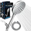 SparkPod Luxury Rainfall Shower Head - 6-Inch Head, 6ft Hose, Adjustable Bracket - Chrome
