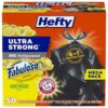 Hefty Ultra Strong Large Trash Bags, Black, Fabuloso Lemon Scent, 30 Gallon, 50 Count