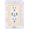 Multi Plug Outlet Surge Protector with USB Ports and Night Light - White