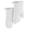 KitchenAid Gingham Oven Mitts, Matte Grey, 2-Pack, 7"x13"