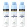 Neutrogena Ultra Sheer Body Mist Sunscreen Spray, SPF 70, 5 oz (Pack of 3)