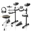 Donner DED-80 Electronic Drum Set with Mesh Pads, 180+ Sounds, Pedals, Throne, Headphones, Sticks, Lessons
