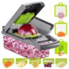 Vegetable Chopper and Mandoline Slicer with 8 Blades and Strainer Basket (Gray)