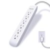 Philips Surge Protector Power Strip, 6 Outlets, Designer Braided Cord, 4 Ft, Flat Plug, 720 Joules, White