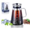 Aquach Airtight Cold Brew Iced Coffee Maker 34oz/1L, BPA-Free Glass Carafe with Double Fine Mesh Filter, Dishwasher Safe