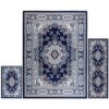 Area Rug 3 Piece Set, Navy Blue Border - Sizes: 4'11" x 6'11", 1'8" x 4'11", 1'8" x 2'8"