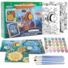 Paint by Numbers Kit for Kids - 3 Pack, Pre-Printed Acrylic Oil Painting Set with Canvas, Paint Pots, Brushes - Art Supplies
