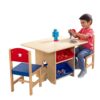 KidKraft Wooden Star Table & Chair Set with Storage Bins - Red/Blue/Natural
