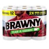 Brawny Tear-A-Square Paper Towels, 6 Double Rolls = 12 Regular Rolls, 3 Sheet Sizes (Quarter, Half, Full), Strength for All Messes, Cleanups, and Meal Prep