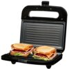 Electric Panini Press Grill with Nonstick Plates, LED Indicator Lights, Thermostat Control, Cool Touch Handle, Black