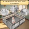Baby Playpen 50 x 50 Inch with Skin-Friendly Fabric and Soft Breathable Mesh Grey