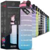 Sports Water Bottle with Time Marker - 32 oz, BPA-Free