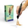 3Doodler Flow 3D Printing Pen - Black with Free Refill Filaments + Stencil Book + Guide