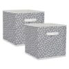 Non Woven Polka Dot Collapsible Storage Bin, Gray & White, Large Set, 13x13x13 Cube, 2 Piece