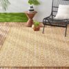 Indoor/Outdoor Geometric Area Rug, Yellow/White, 5'2"x7'2"