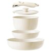 Ceramic Nonstick Pots and Pans Set, 5-Piece Beige RV Cookware