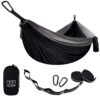 Camping Hammock - Portable Single Hammock for Outdoor Indoor Use - Black & Grey
