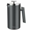 Veken French Press Coffee Maker 34oz, Stainless Steel, Grey