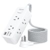 Power Strip Surge Protector with 6 Outlets, 3 USB Ports, 5Ft Extension Cord and Wall Mount