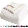 Sherpa Fleece King Size Bed Blanket Ivory