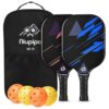 niupipo Pickleball Paddles Set of 2, USAPA Approved Lightweight Pickleball Rackets, Durable Fiberglass Surface with Polypropylene Honeycomb Core, Cushion Grip, 4 Balls and Carry Bag