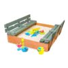 Convertible Cedar Sandbox with Bench Seats, Natural/Green, 46.5" x 46.5" x 9.5" (99870)