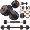 Adjustable Dumbbells Set with Connector, 20-90lbs Free Weights - 4-in-1 Home Gym Equipment for Men and Women