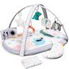 Baby Play Gym Mat with 7-in-1 Features, 2 Washable Covers, 6 Toys for Development