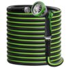 Heavy Duty Garden Hose 5/8" with 10 Function Sprayer Nozzle, Leakproof Hose - 50FT, Black+Green