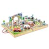 Melissa & Doug Wooden Town Playset with Rescue Vehicles and Bridge